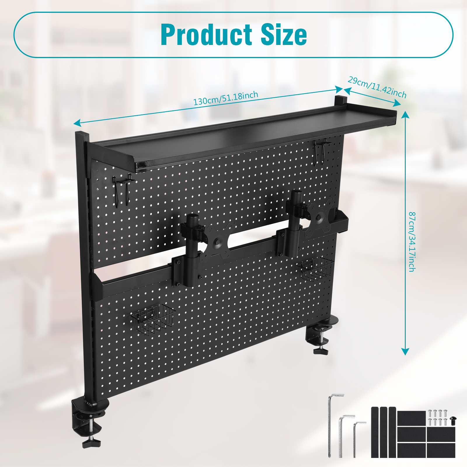 Gaming Accessories Monitor - Metal Pegboard with Monitor Stands Computer