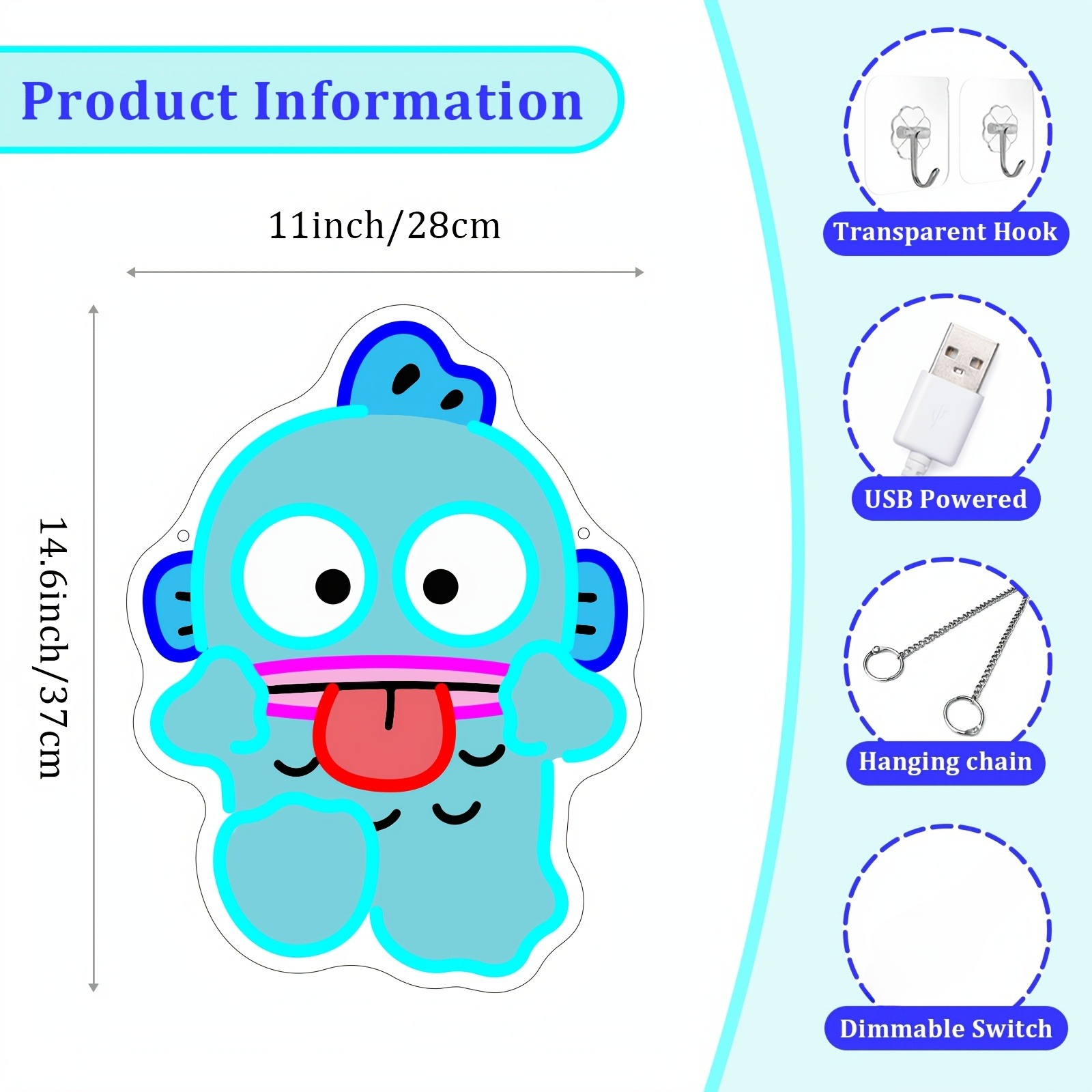 Cute Hangyodon Neon Sign USB L - огляд і ціна Gaming Accessories Led