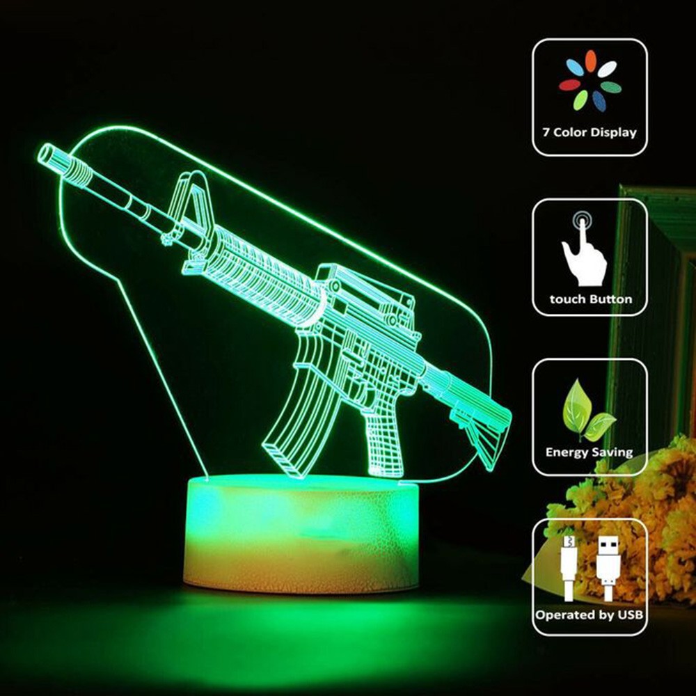 Game Rifle 3d Led Night Light  - огляд і ціна Gaming Accessories Boys