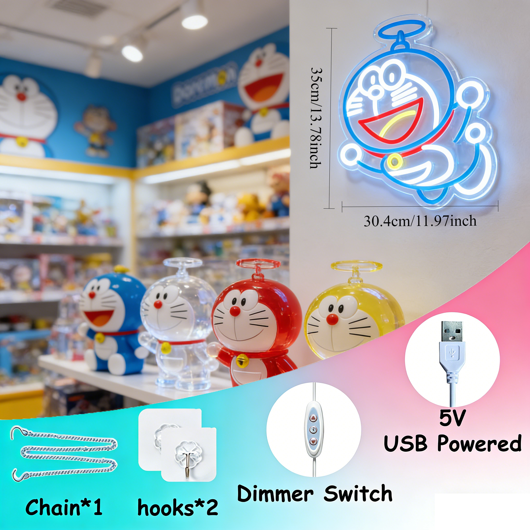 Doraemon Neon Sign LED USB Dim - огляд і ціна Gaming Accessories Led